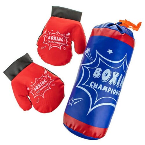 Боксерский набор 1Toy груша и перчатки сине-красная