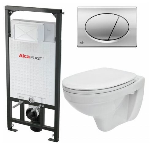 Cersanit Комплект 5 в 1 унитаз Carina Clean On с инсталляцией Alcaplast