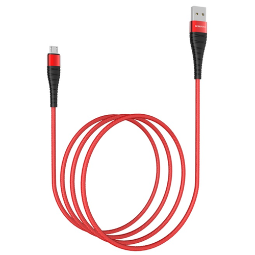 Кабель Borofone Кабель BOROFONE BX32 Munificent, USB - microUSB, 2,4A, черный, 1 м, 1 шт., красный кабель usb bx32 lightning 1m 5a borofone красный