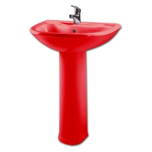 Раковина для ванной Оскольская Керамика Престиж-63 Стандарт красный с пьедесталом (45160100102) (2 коробки))