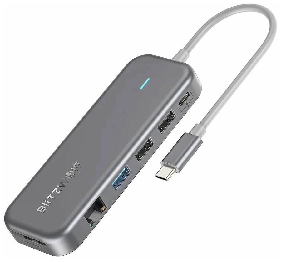 USB-Хаб BlitzWolf BW-TH11 11 in 1 USB-C Data Hub Dual HDMI Ports Grey