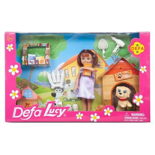 Кукла DEFA Lucy Любимый питомец, 14 см, цвет: фиолетовый