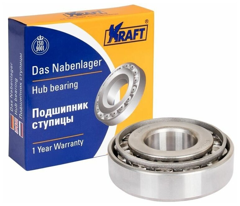 KT204654 KRAFT Подшипник ступицы переднего колеса наружный ГАЗ 3302, 2705