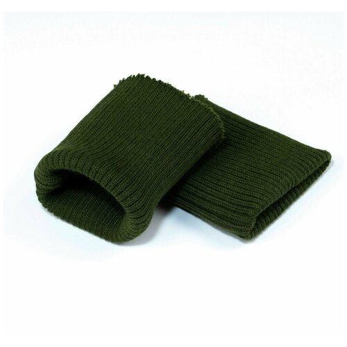 Манжеты трикотажные, полушерсть, цвет зеленый защитный, 124-019