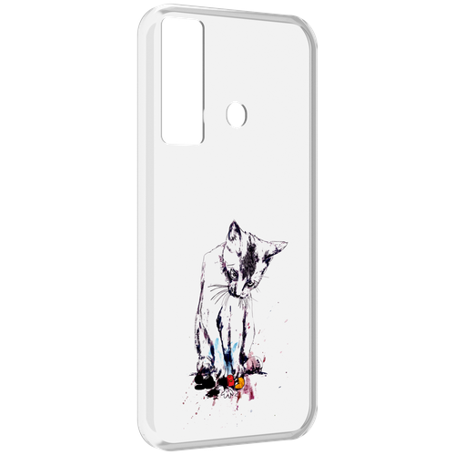Чехол MyPads кот и микки для Tecno Camon 17 задняя-панель-накладка-бампер