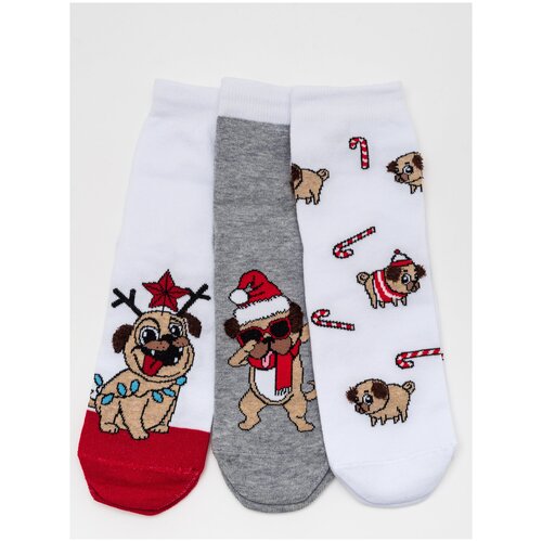 фото Носки berchelli, 3 пары, размер 35-38, белый, серый