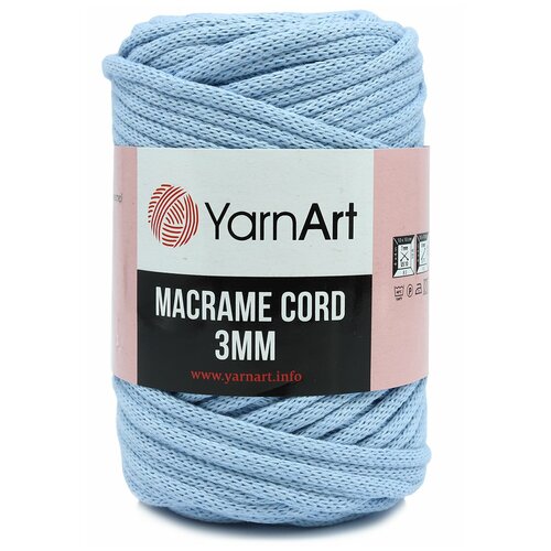 фото Пряжа для вязания yarnart 'macrame cord 3мм' 250гр 85м (60% хлопок, 40% вискоза и полиэстер) (760 голубой), 4 мотка