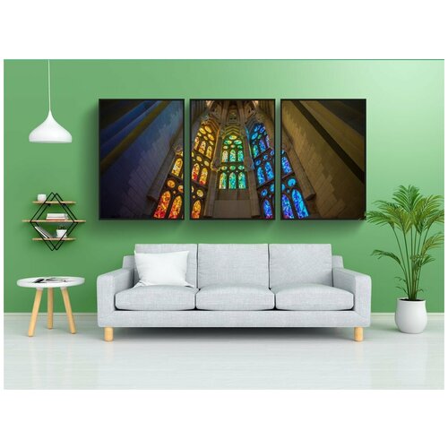 фото Набор модулных постеров для интерьера "барса, барселона, витраж" 60x90 см. в тубусе, без рамки lotsprints