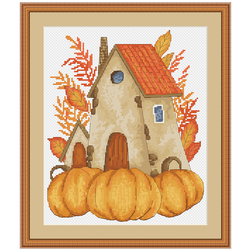 Набор для вышивания крестиком Осенний домик 21.1х24.6 см набор для вышивания каролинка осенний домик