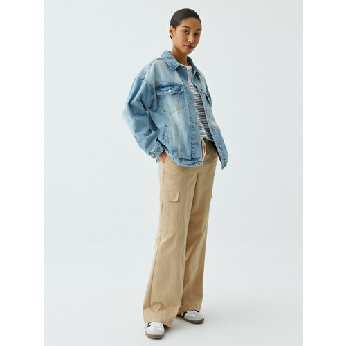 Джинсовая куртка Sela, размер XS INT, голубой джинсовая куртка мужская с отложным воротником модная повседневная верхняя одежда из денима вышивка однотонная уличная одежда