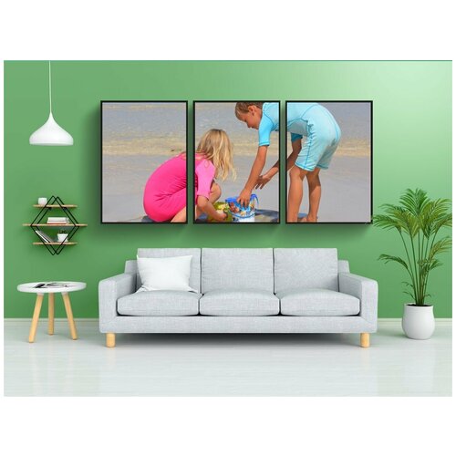 фото Набор модулных постеров для интерьера "дети, люди, мальчик" 60x90 см. в тубусе, без рамки lotsprints