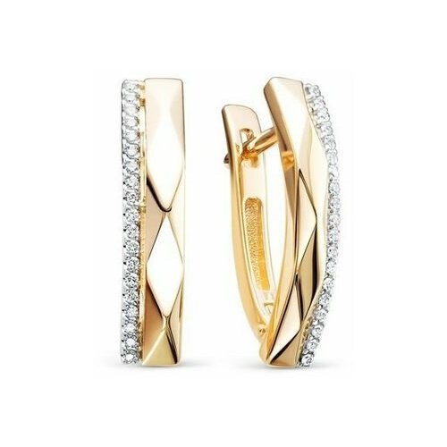 Серьги ПЕРВАЯ БРИЛЛИАНТОВАЯ, красное золото, 585 проба, бриллиант