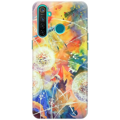 фото Ультратонкий силиконовый чехол-накладка для realme 5 pro с принтом "одуванчики" gosso