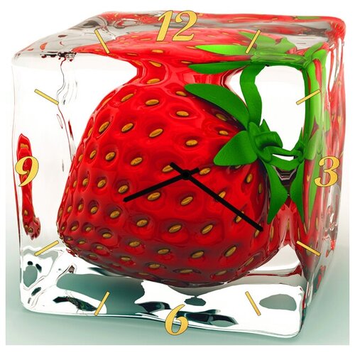 фото Svs настенные часы svs 3002059 клубника в кусочке льда