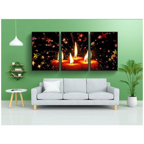 фото Набор модулных постеров для интерьера "свечи, рождество, адвент" 60x90 см. в тубусе, без рамки lotsprints