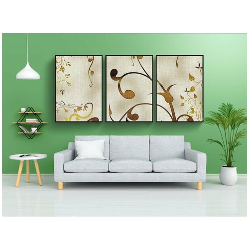 фото Набор модулных постеров для интерьера "задний план, открытка, золото" 60x90 см. в тубусе, без рамки lotsprints