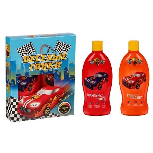 фото Подарочный набор детский "весёлые гонки": шампунь 2 в 1, 300 мл + гель для душа, 300 мл yandex market