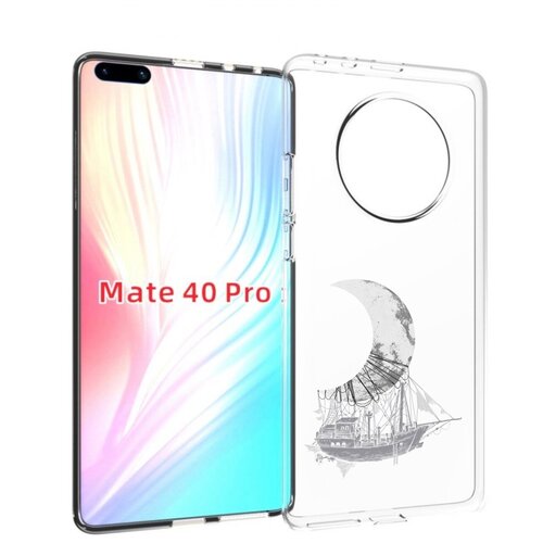 Чехол MyPads черно белый корабль полумесяц для Huawei Mate 40 Pro (NOH-NX9) задняя-панель-накладка-бампер чехол задняя панель накладка бампер mypads черно белый корабль полумесяц для huawei honor 8c противоударный