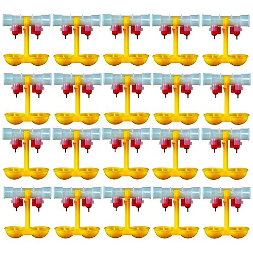 Двойные ниппельные поилки (20шт) для птиц цыплят бройлеров куриная перепелиная автопоилка для курей перепелов кур