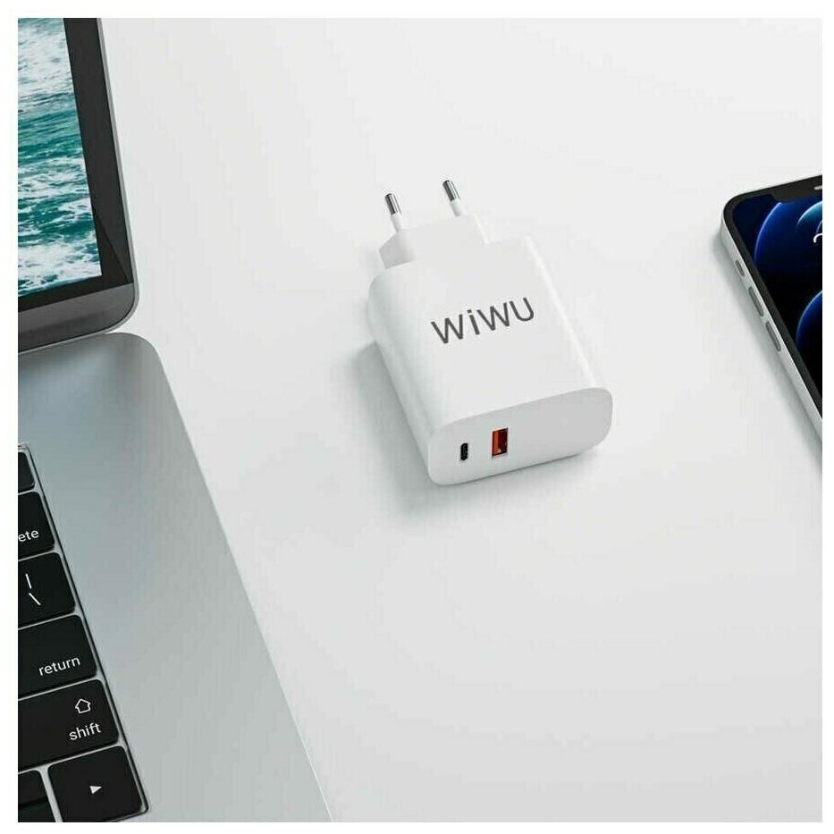 Сетевое зарядное устройство WiWU Comet Type-C - USB-A Power Adapter 30 Вт White (PQ303 EU)