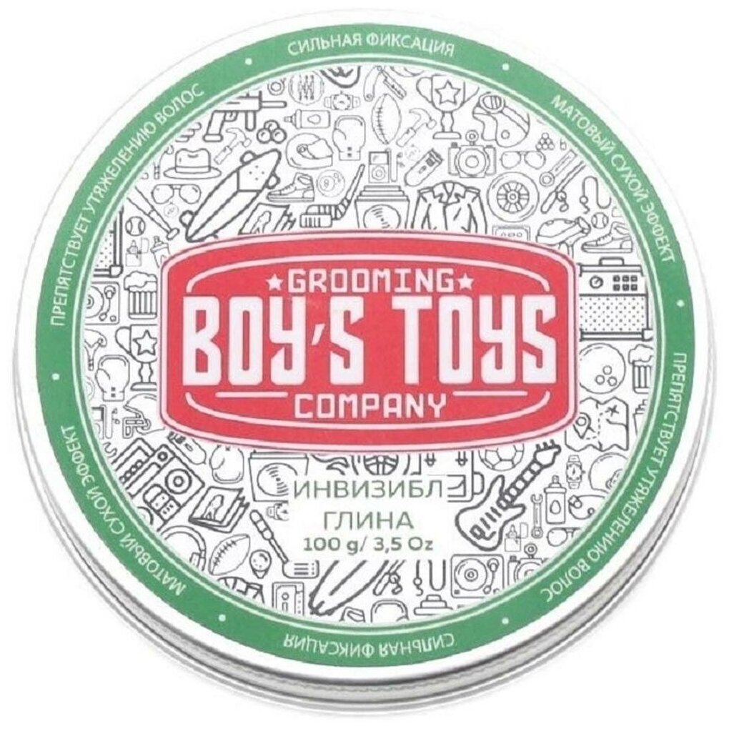 Глина для укладки волос Boy's Toys средней фиксации, с низким уровнем блеска, 100 г