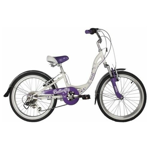 Велосипед NOVATRACK 20 BUTTERFLY сталь белый-фиолет 6-скор TY21RS35SG-6SI V-brake багажник 1771000₽