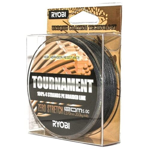 Шнур RYOBI PE TOURNAMENT 4* 120m d-0.203 #10kg Grey RB4G203