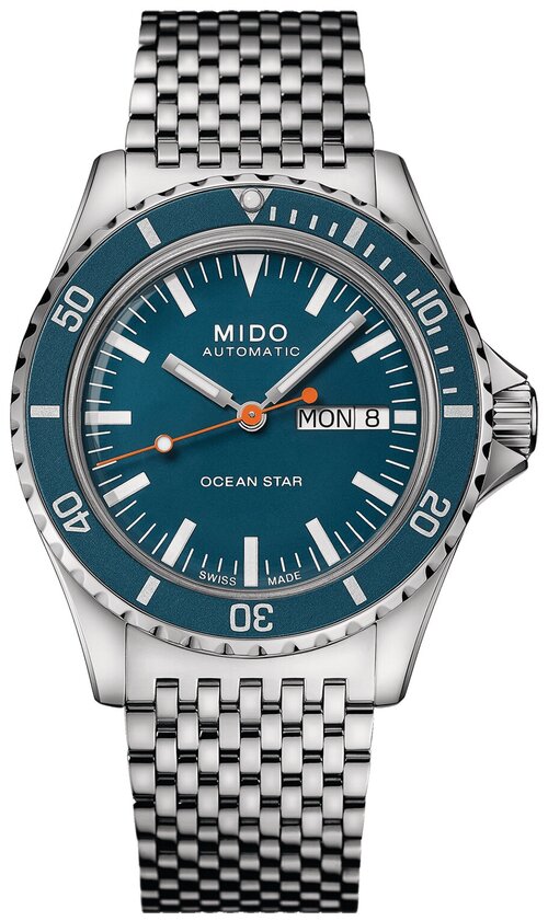 Наручные часы Mido Ocean Star, голубой, серебряный