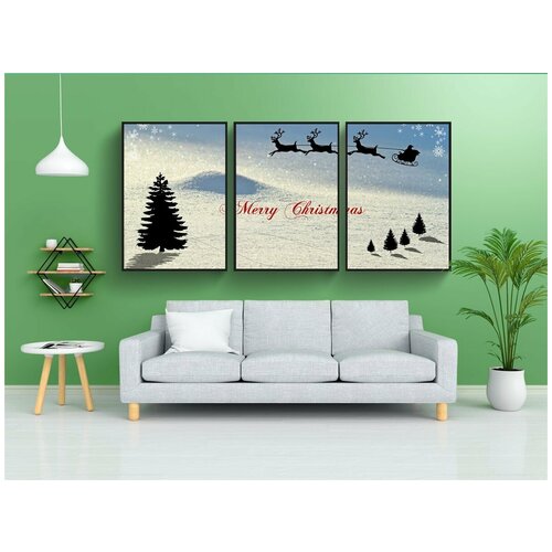 фото Набор модулных постеров для интерьера "рождество, рождественская открытка, зима" 60x90 см. в тубусе, без рамки lotsprints