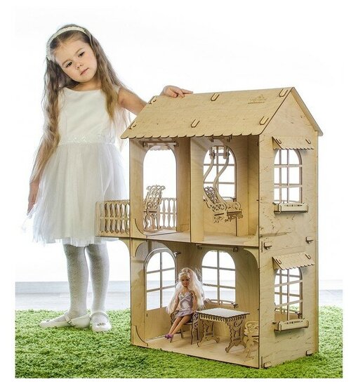 Теремок Кукольный дом, средний размер, фанера: 3 мм