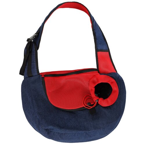 Сумка слинг переноска для кошек и собак Монморанси Тревел миди, цвет: синий/красный, размер M 50х37х20 см.