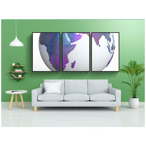 фото Набор модулных постеров для интерьера "земля, глобус, разноцветный" 60x90 см. в тубусе, без рамки lotsprints