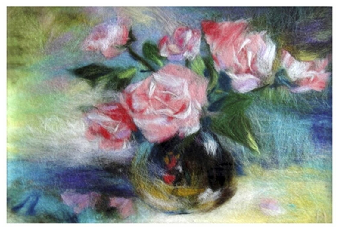 Набор для валяния (живопись цветной шерстью) "Розы" 21x29,7см (А4)