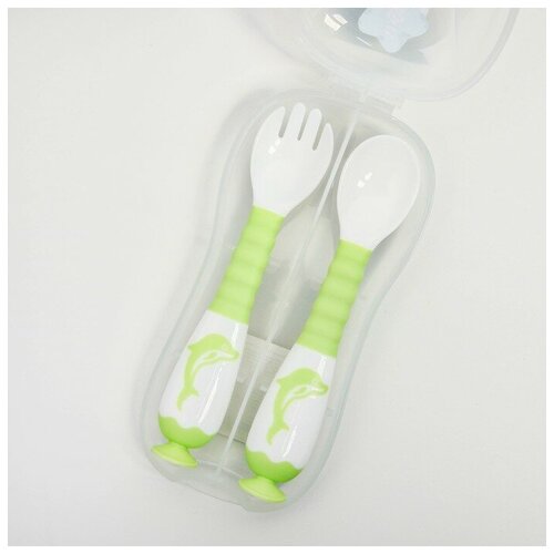 фото Набор столовых приборов в контейнере дельфин, 2 шт., цвет микс mum&baby 4350298 yandex market