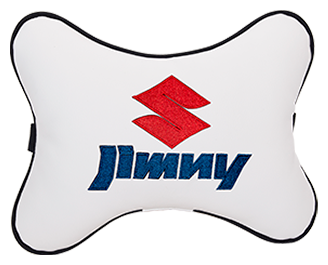 Автомобильная подушка на подголовник экокожа Milk с логотипом автомобиля SUZUKI Jimny