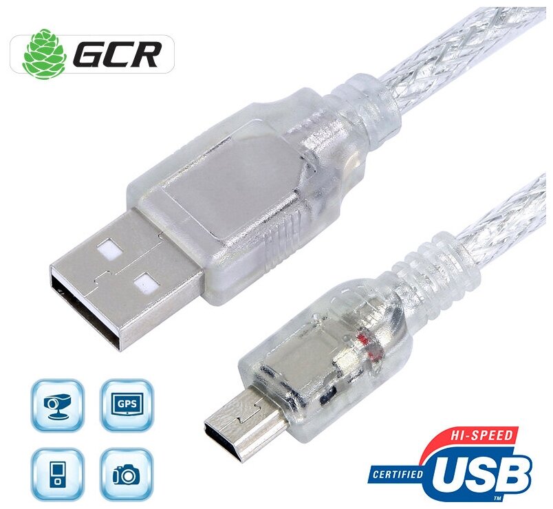 Кабель GCR USB - miniUSB (GCR-UM1M5P-BD2S)