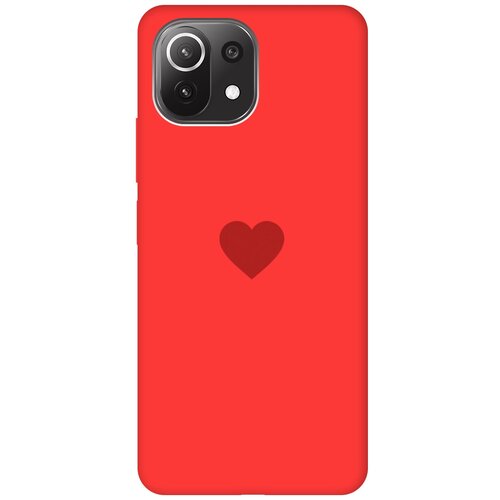 фото Силиконовый чехол-накладка silky touch для xiaomi mi 11 lite 4g с 3d принтом "heart" красный gosso