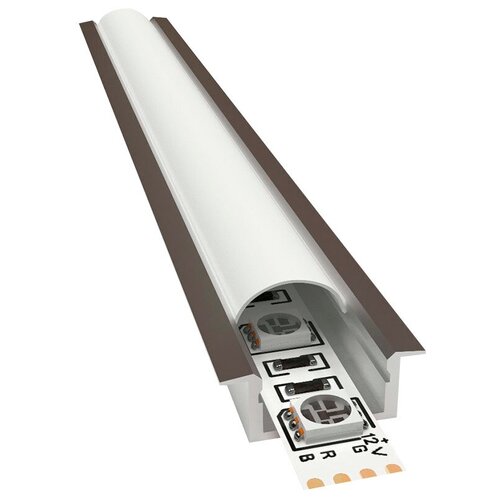 Профиль для светодиодной ленты OGM P8-02 2 м прямой встраиваемый анодированный алюминий комплект