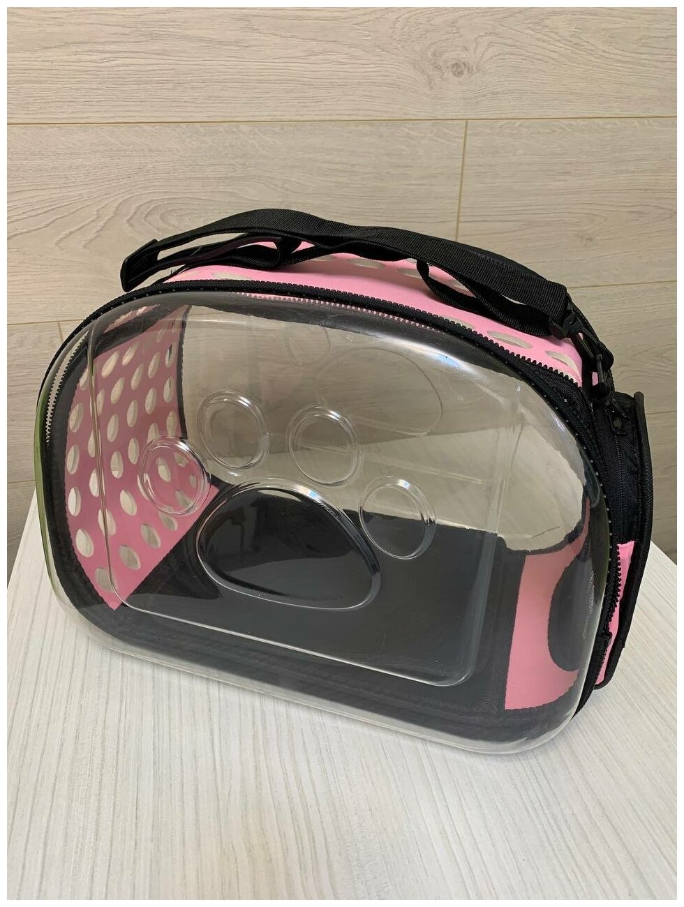 Складная сумка-переноска для животных, размер 45*28*34 см, цвет розовый - фотография № 1