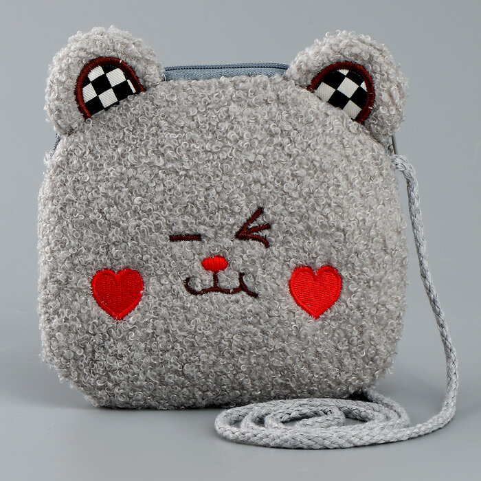 Мягкая сумка "Мишка". цвет серый (комплект из 6 шт)