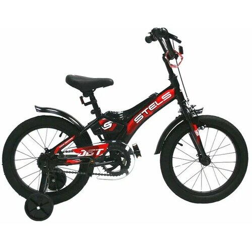 Детский велосипед STELS Jet 16 Z010 черный рама 9 дополнительные колеса 899000₽