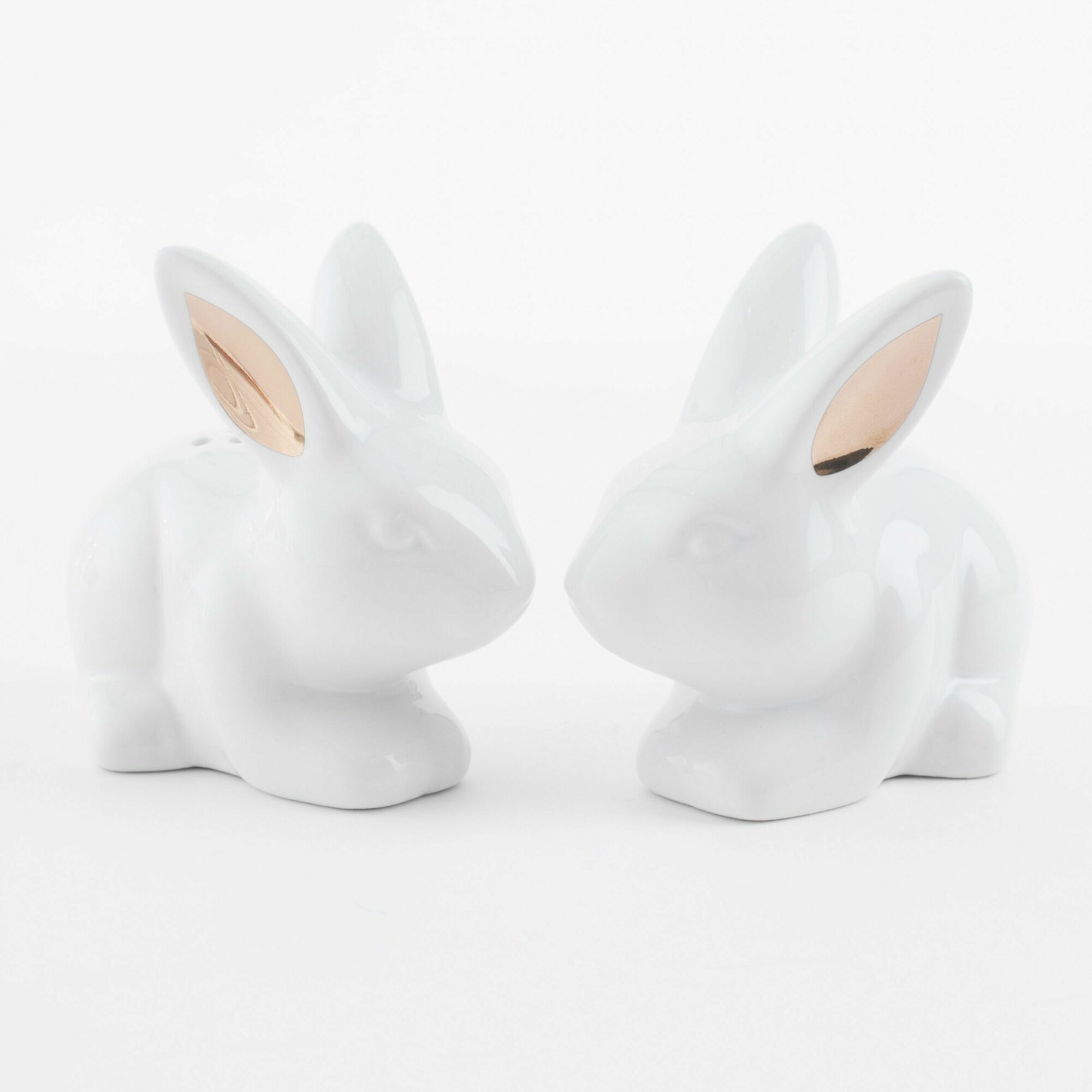 фото Набор для соли и перца, 7 см, керамика, белый, Кролики сидят, Easter gold