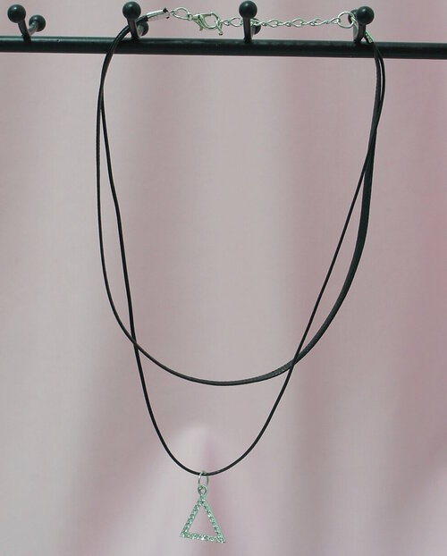 Чокер Fashion jewelry Чокер тканевой с подвеской, минеральное стекло, стекло, эмаль, длина 38 см, серебряный, черный
