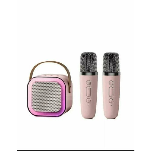 Мини караоке-колонка Ohbo K12 с двумя микрофонами розовый цвет 179000₽