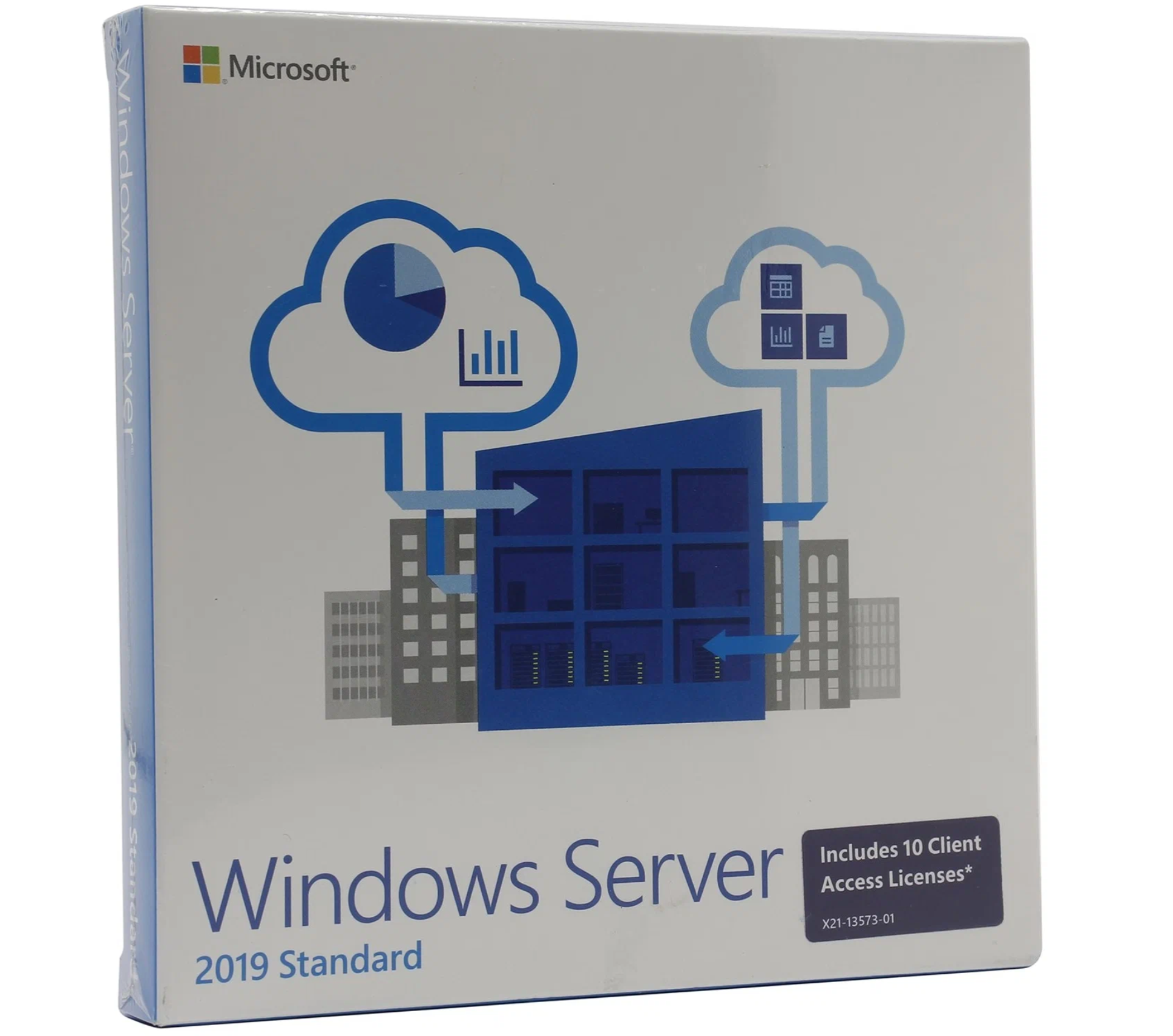Microsoft Windows Server 2019 Standard, коробочная версия с диском, английский, лицензий 16, количество пользователей/устройств: 10 п, бессрочная
