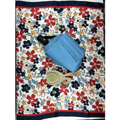 Подарочный женский комплект на пасху зонт ArtRain с платком и Пасхальным Зайцем в картонной крафтовой коробке