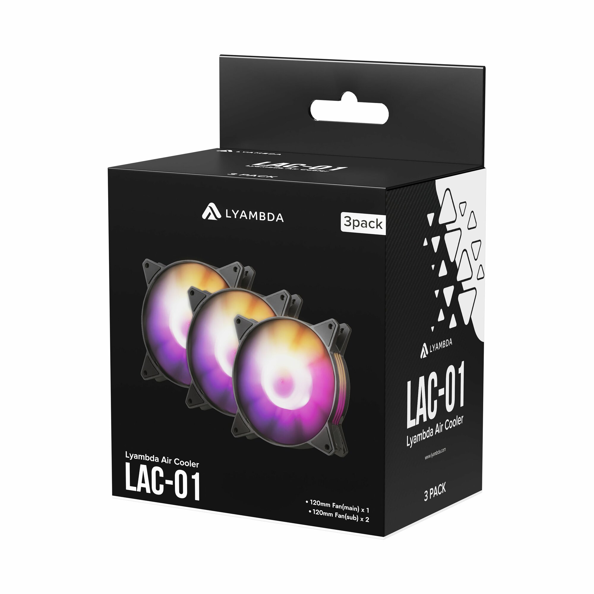 Вентилятор для корпуса Lyambda 120х120х25мм, ARGB, 1100 RPM, 23.3 dBA, 36.54 CFM, 4-pin/3-pin RGB - фото №11