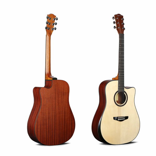 Акустическая гитара из ели и сапеле DEVISER LS-560-41 NAT Дредноут с вырезом цвет матовый натуральный поверхность матовая