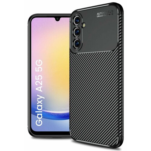 Накладка силиконовая для Samsung Galaxy A25 5G под карбон чёрная чехол накладка krutoff soft case корги для samsung galaxy a25 5g a256 черный