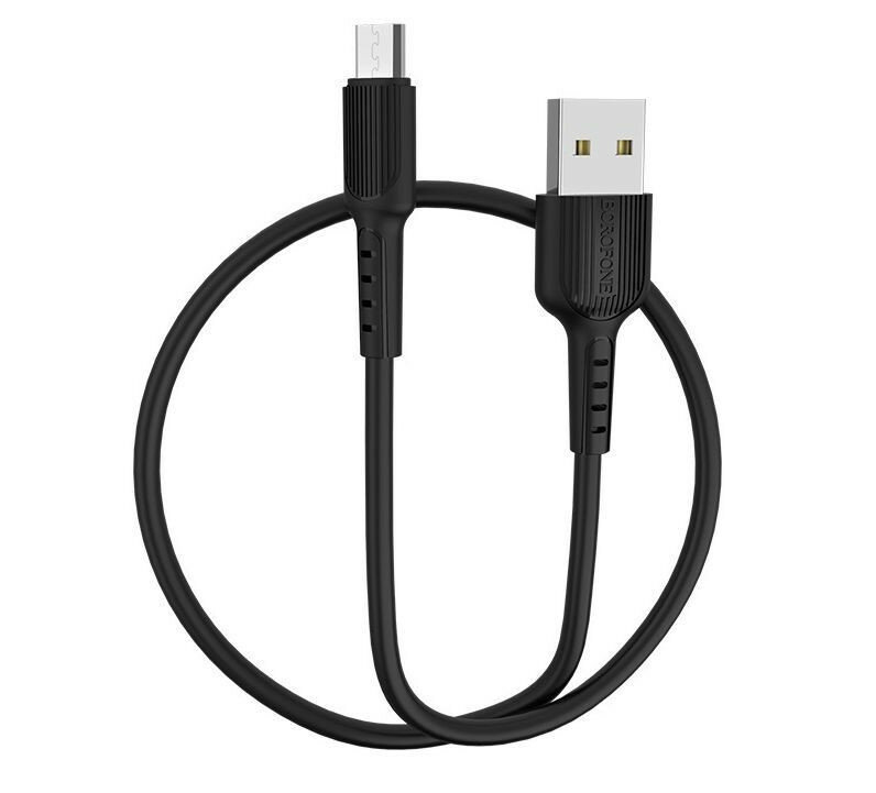 Кабель (BOROFONE (6957531099499) BX16 USB (m)-microUSB (m) 1.0м 2.0A силикон черный)